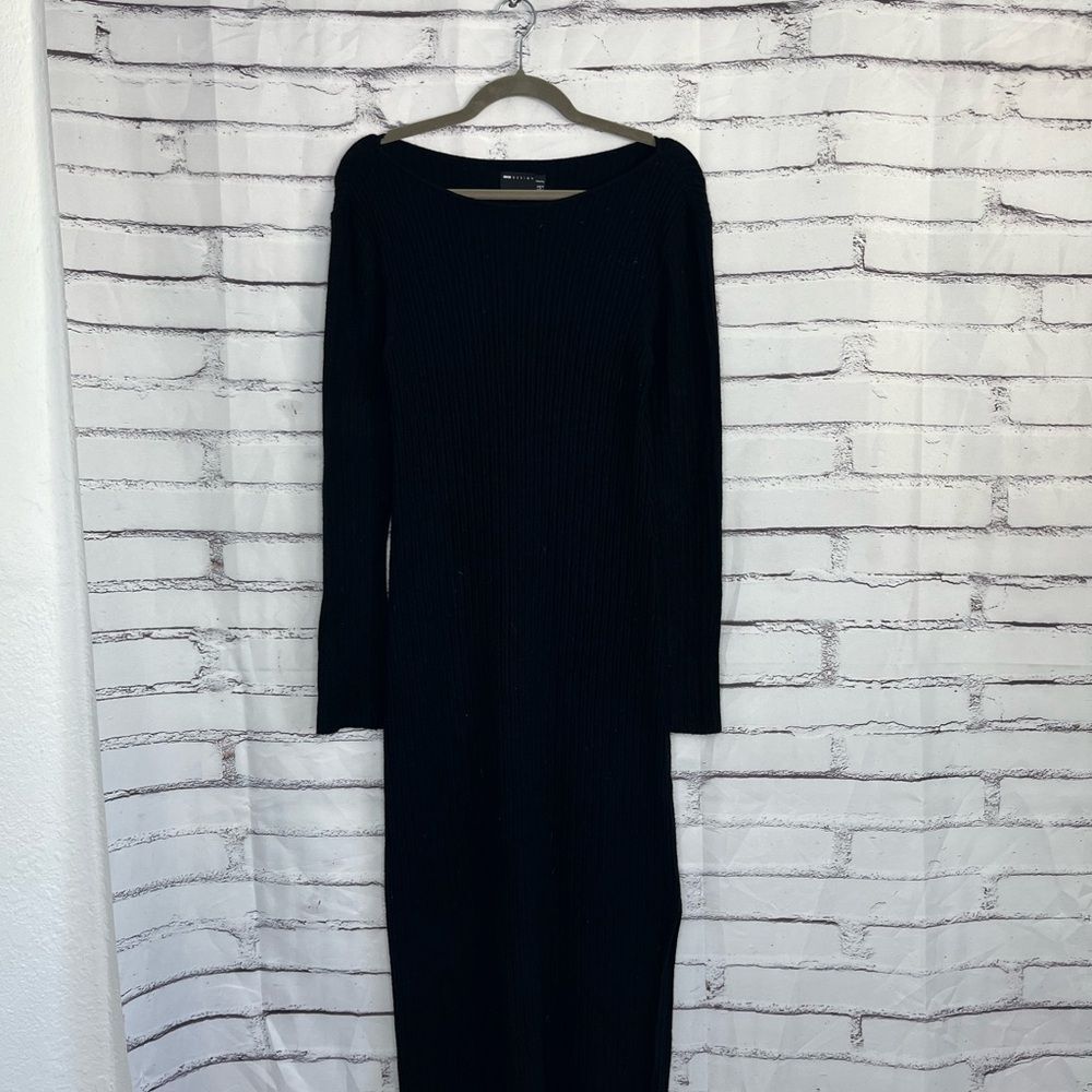 ASOS DESIGN Maternity Black Ribbed Long Sleeve Maxi Dress Women’s US 8 Minimal